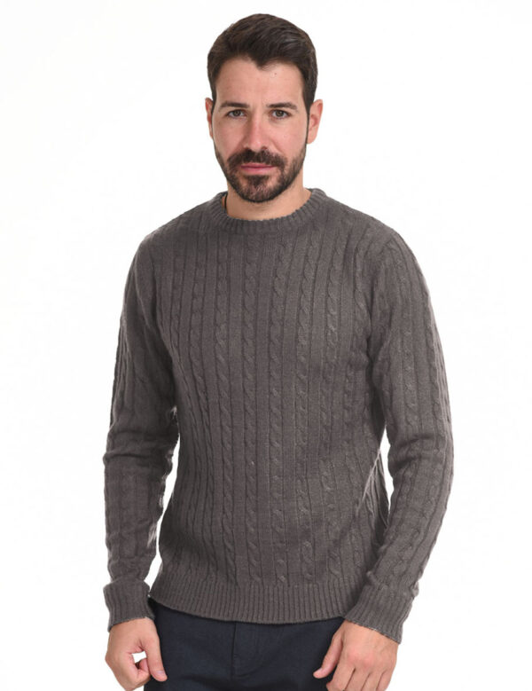 Smart fashion ανδρική πλεχτή  μπλούζα 44-206-004 DK GREY