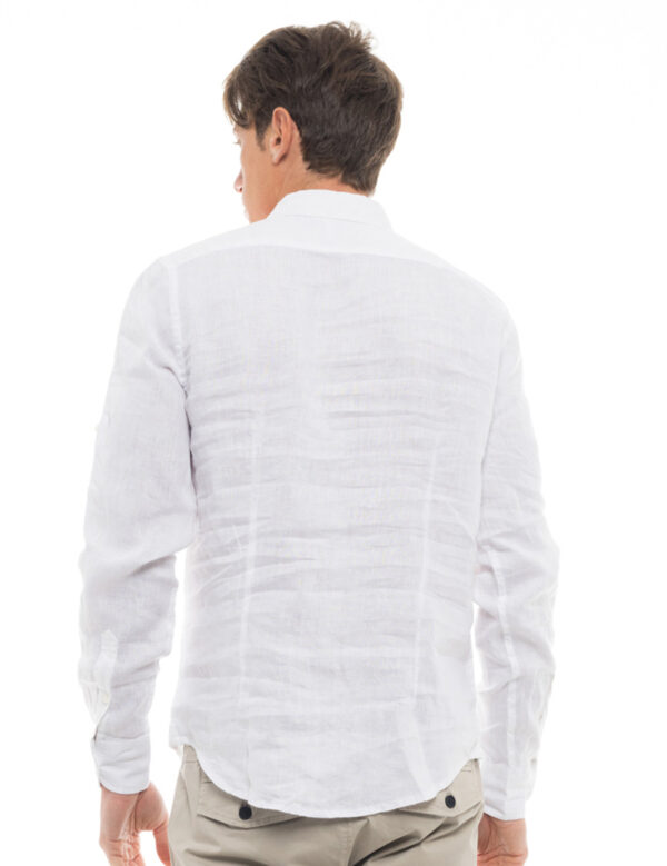 Smart fashion ανδρικό λινό πουκάμισο 47-203-002 WHITE