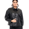 Splendid fashion γυναικείο πανωφόρι από δερματίνη 49-101-008 BLACK