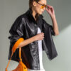 Splendid fashion γυναικείο πανωφόρι από δερματίνη 49-101-008 BLACK