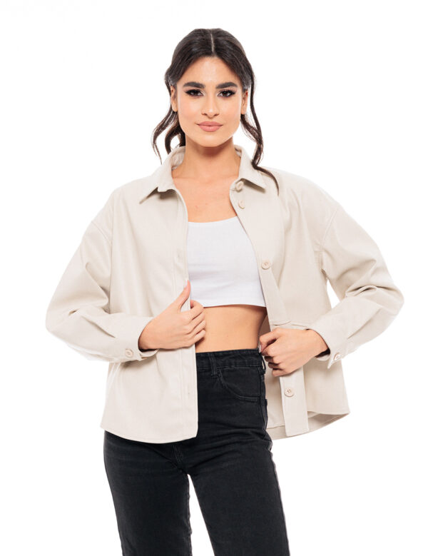 Splendid fashion γυναικείο πανωφόρι από δερματίνη 49-101-008 SAND