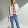 Splendid fashion γυναικείο πανωφόρι από δερματίνη 49-101-008 SAND