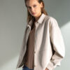 Splendid fashion γυναικείο πανωφόρι από δερματίνη 49-101-008 SAND