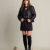 Biston fashion γυναικείο κοντό πανωφόρι από συνθετική δερματίνη 50-101-066 BLACK