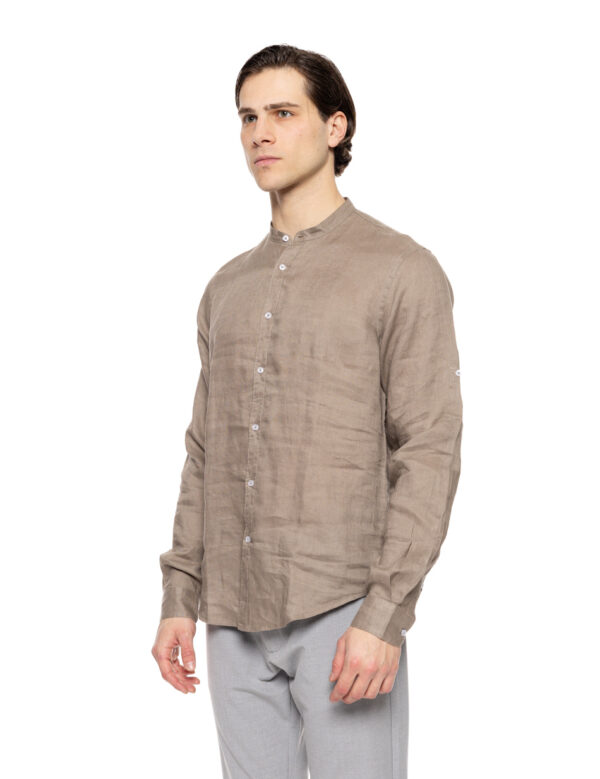 Smart fashion ανδρικό λινό πουκάμισο με mao γιακά 51-203-001 FANGO