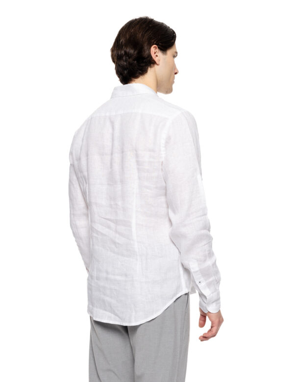 Smart fashion ανδρικό λινό πουκάμισο με γιακά 51-203-002 WHITE