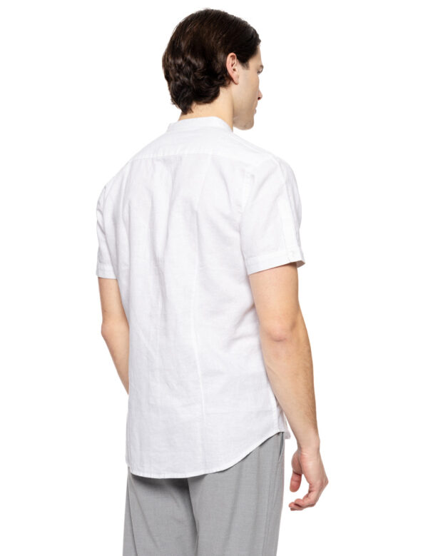 Smart fashion ανδρικό λινό K/M πουκάμισο με mao γιακά 51-203-008 WHITE