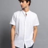 Smart fashion ανδρικό λινό K/M πουκάμισο με mao γιακά 51-203-008 WHITE