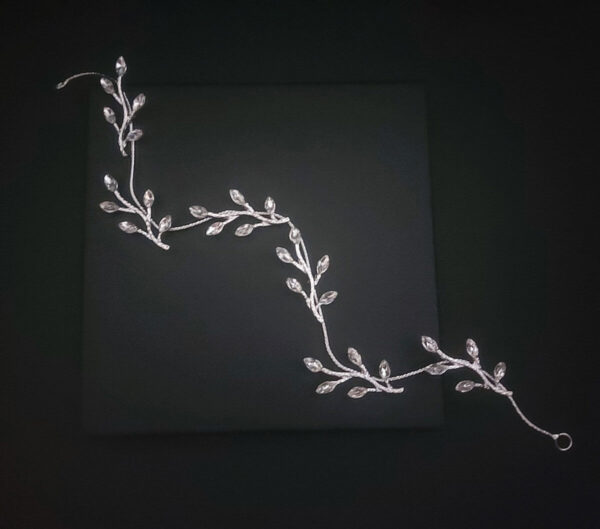 Ro Accessories Νυφική Κουάφ  Φύλλα Με Στρας & Πέρλα Λεπτομέρειες 32 Cm 30-0001 Ασημί