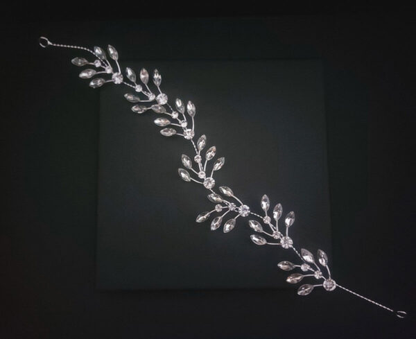 Ro Accessories Νυφική Κουάφ  Φύλλα Με Στρας & Πέρλα Λεπτομέρειες 32 Cm 30-0001 Ασημί