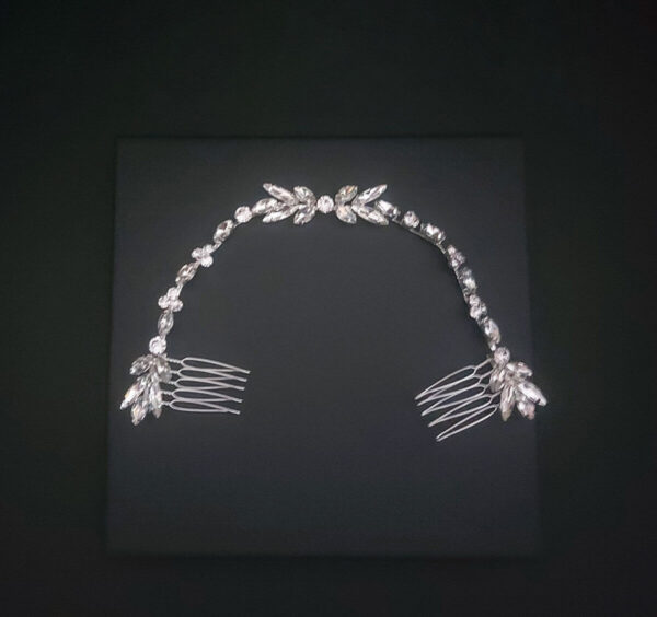 Ro Accessories Νυφική Κουάφ  Φύλλα Με Στρας & Πέρλα Λεπτομέρειες 32 Cm 30-0001 Ασημί