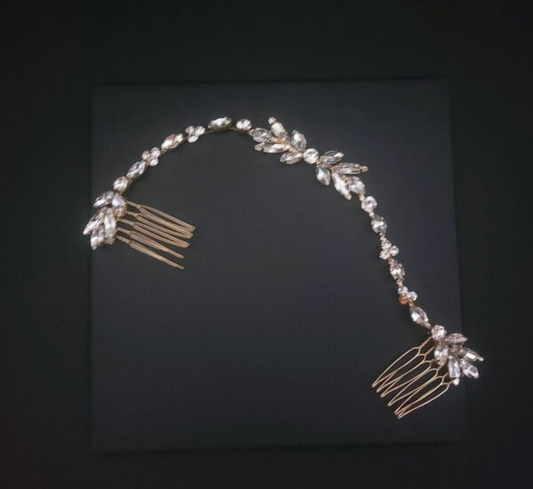 Ro Accessories Νυφική Κουάφ  Φύλλα Με Στρας & Πέρλα Λεπτομέρειες 32 Cm 30-0001 Ασημί