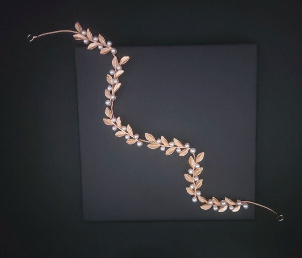 Ro Accessories Νυφική Κουάφ  Φύλλα Με Στρας & Πέρλα Λεπτομέρειες 32 Cm 30-0001 Ασημί