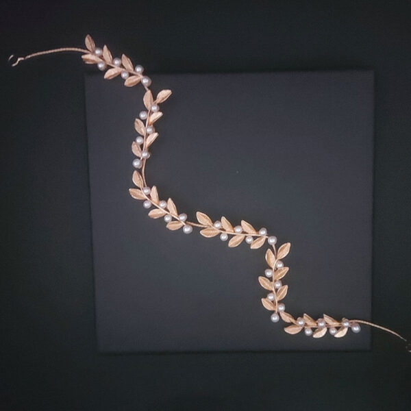 Ro Accessories Νυφική Quaff  Χρυσά Φύλλα Με Λεπτομέρειες Πέρλα 32 Cm 30-0020