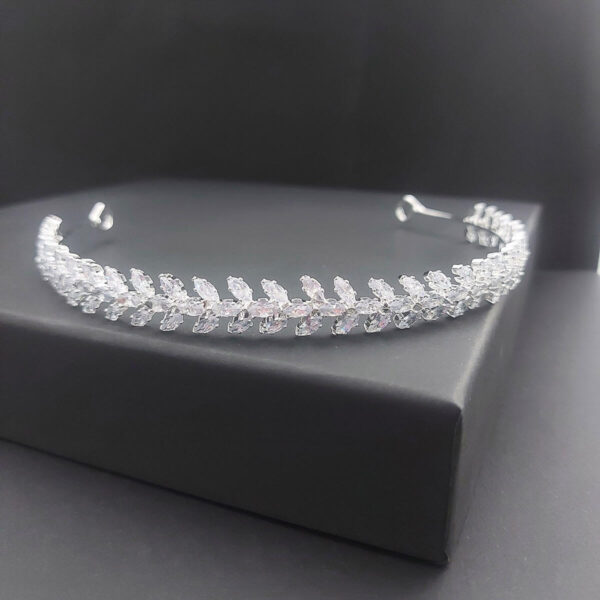 Ro Accessories Νυφική Κουάφ  Φύλλα Με Στρας & Πέρλα Λεπτομέρειες 32 Cm 30-0001 Ασημί