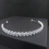 Ro Accessories Νυφική Κουάφ  Φύλλα Με Στρας & Πέρλα Λεπτομέρειες 32 Cm 30-0001 Ασημί