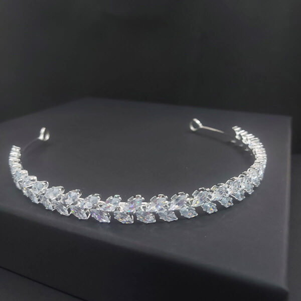 Ro Accessories Νυφική Κουάφ  Φύλλα Με Στρας & Πέρλα Λεπτομέρειες 32 Cm 30-0001 Ασημί
