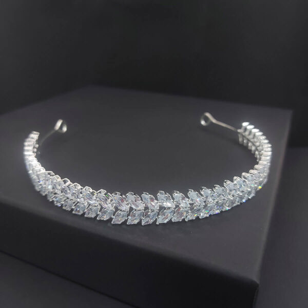 Ro Accessories Νυφική Κουάφ  Φύλλα Με Στρας & Πέρλα Λεπτομέρειες 32 Cm 30-0001 Ασημί