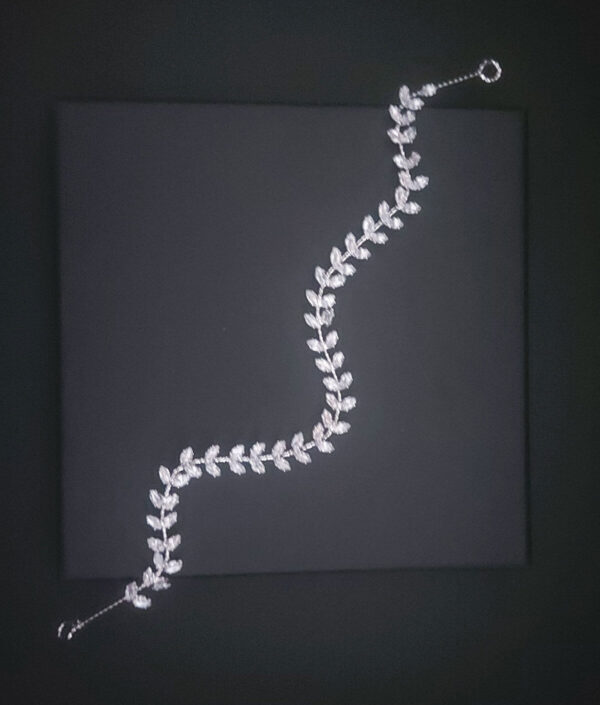 Ro Accessories Νυφική Κουάφ  Φύλλα Με Στρας & Πέρλα Λεπτομέρειες 32 Cm 30-0001 Ασημί