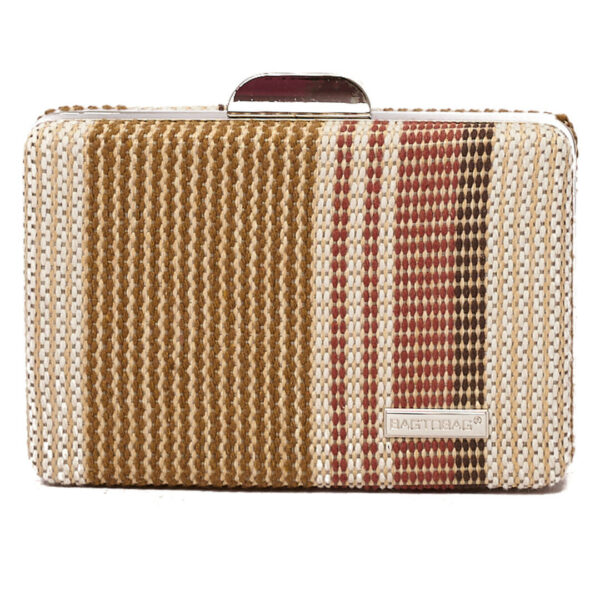 Ψάθινο τσαντάκι clutch -21896 - Καφέ