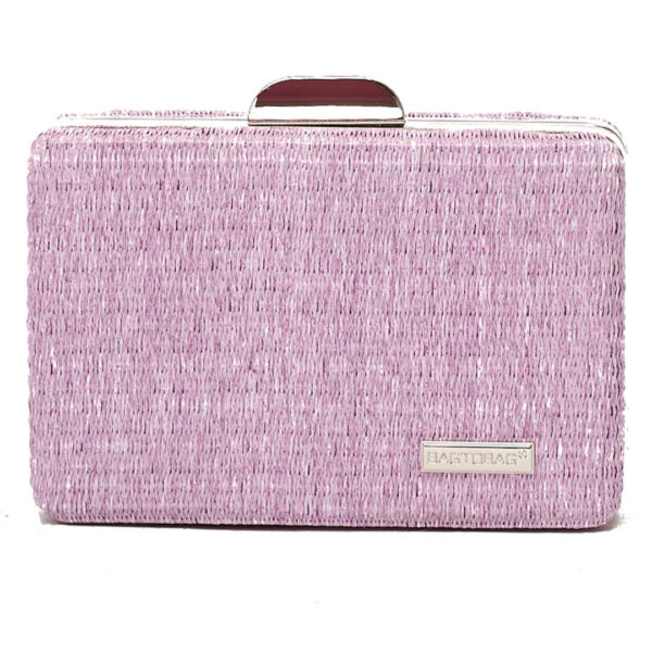 Ψάθινο τσαντάκι clutch -21896 - Μώβ