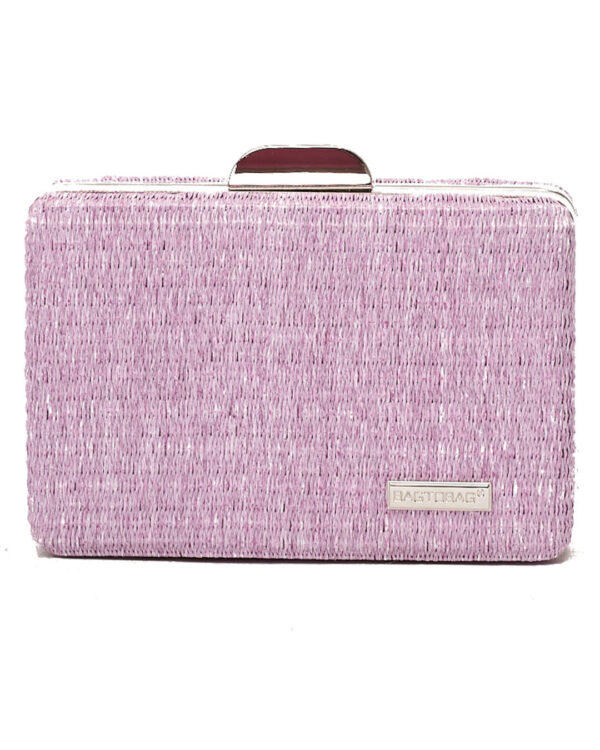 Ψάθινο τσαντάκι clutch -21896 - Μώβ
