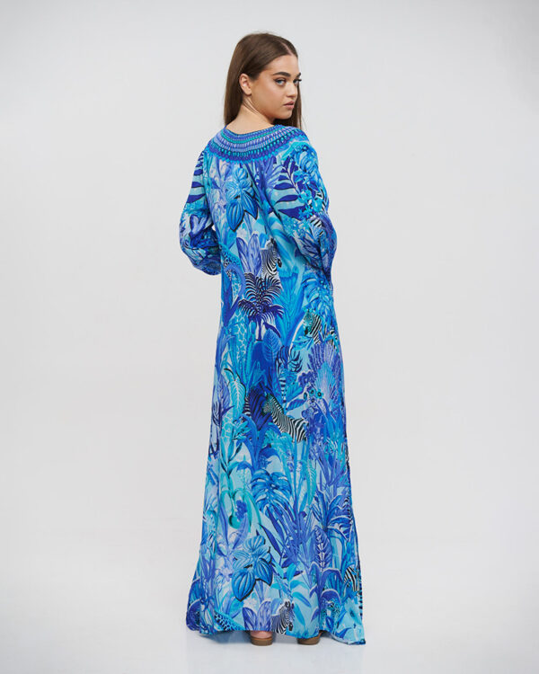 BLE ΚΑΦΤΑΝΙ/ΦΟΡΕΜΑ ΜΑΚΡΥ ΜΠΛΕ/ΤΥΡΚΟΥΑΖ S/M (VISCOSE CREPE)