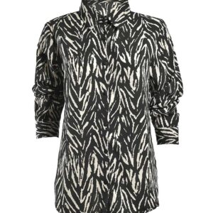 BLE ΜΠΛΟΥΖΑ/TUNIC ΚΟΝΤΟΜΑΝΙΚΗ ΣΕ ΜΠΛΕ/ΠΡΑΣΙΝΟ ΧΡΩΜΑ ΜΕ ΣΧΕΔΙΑ ΚΑΙ ΚΟΥΜΠΙΑ S/M (28%SILK /72% CREPE)