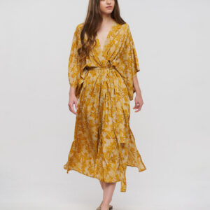 BLE TUNIC/ΚΑΦΤΑΝΙ ΣΕ ΜΠΛΕ/ΠΡΑΣΙΝΟ ΧΡΩΜΑ ΜΕ ΣΧΕΔΙΑ ΚΑΙ ΚΟΥΜΠΙΑ ΜΑΚΡΥ ΜΑΝΙΚΙ S/M (28%SILK / 72% CREPE)