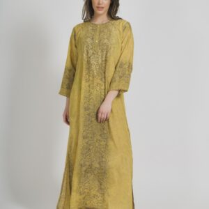 BLE TUNIC/ ΠΟΥΚΑΜΙΣΑ ΜΑΚΡΙΑ ΣΕ ΜΠΛΕ/ΠΡΑΣΙΝΟ ΧΡΩΜΑ ΜΕ ΣΧΕΔΙΑ ΚΑΙ ΚΟΥΜΠΙΑ ΜΑΚΡΥ ΜΑΝΙΚΙ L/XL (28%SILK / 72% CREPE)