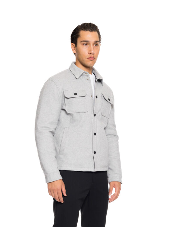 Biston fashion ανδρικό κοντό μπουφάν με γιακά και κουμπιά 52-201-106 LT GREY