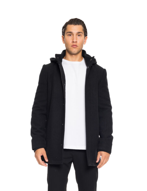 Biston fashion ανδρικό demi πανωφόρι με αποσπώμενη κουκούλα 52-201-123 BLACK