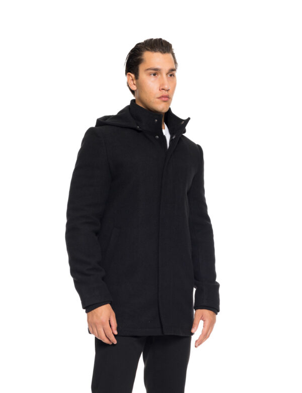 Biston fashion ανδρικό demi πανωφόρι με αποσπώμενη κουκούλα 52-201-123 BLACK