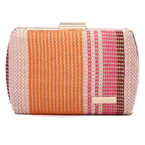 Ψάθινο τσαντάκι clutch -21897 - Πορτοκαλί