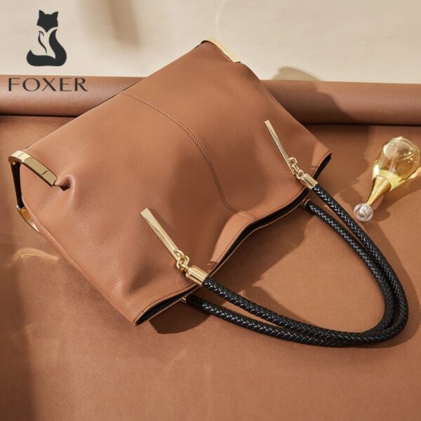 Δερμάτινη Γυναικεία Τσάντα Shopper 'Ωμου Foxer 938032F καφέ