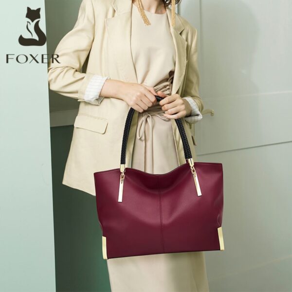 Δερμάτινη Γυναικεία Τσάντα Shopper 'Ωμου Foxer 938032F red