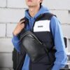 Δερμάτινο τσαντάκι crossbody Bopai 11-122901 μαύρο
