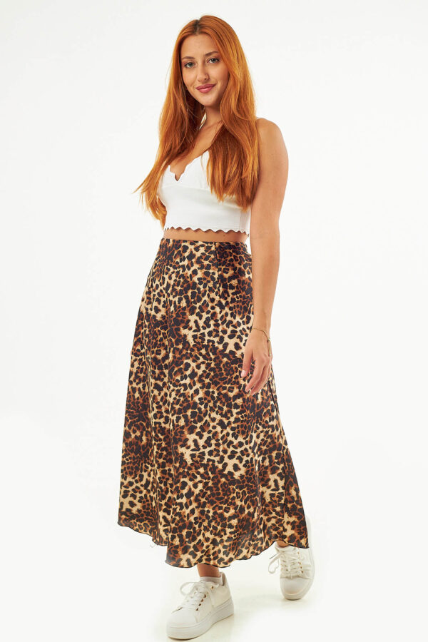 Sequoia Γυναικεία Φούστα 1166 Animal Print Μπεζ/Καφέ
