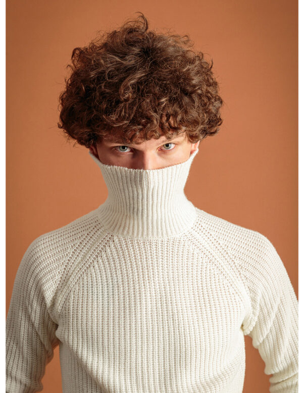 Smart fashion ανδρική πλεχτή μπλούζα 46-206-001 OFF WHITE