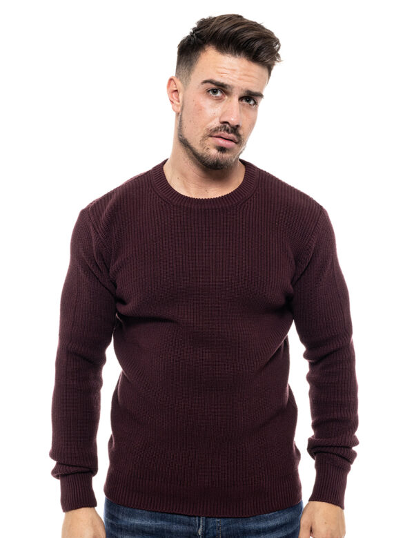 Smart fashion ανδρική πλεχτή μπλούζα 46-206-004 BORDEAUX