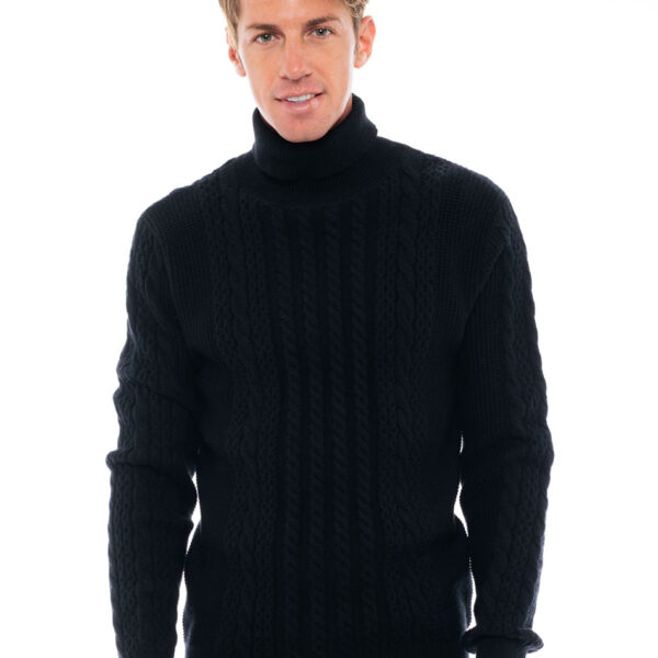 Biston fashion ανδρική πλεκτή μπλούζα με ψηλό γιακά 48-206-028 BLACK