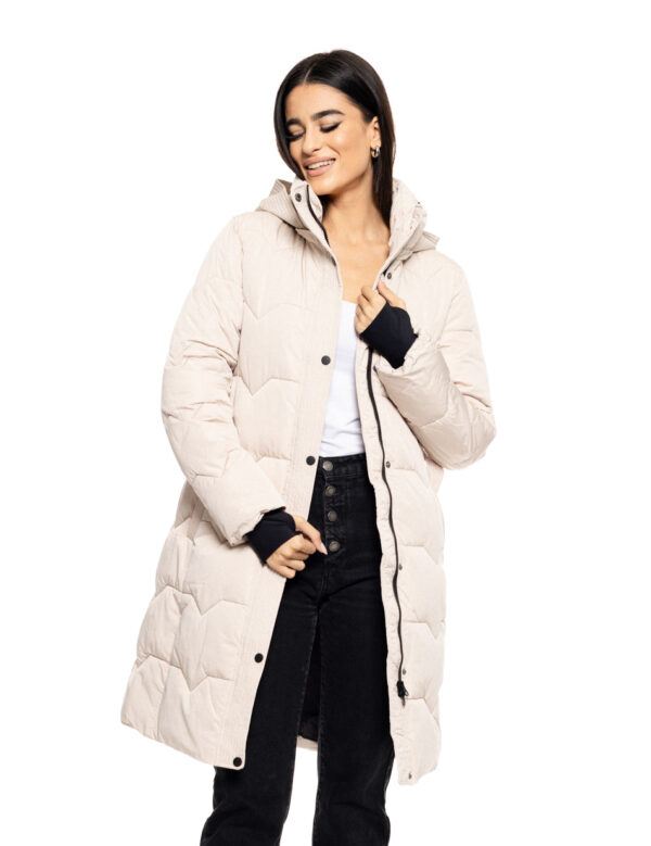 Biston fashion γυναικείο μακρύ μπουφάν με αποσπώμενη κουκούλα 50-101-031 ICE