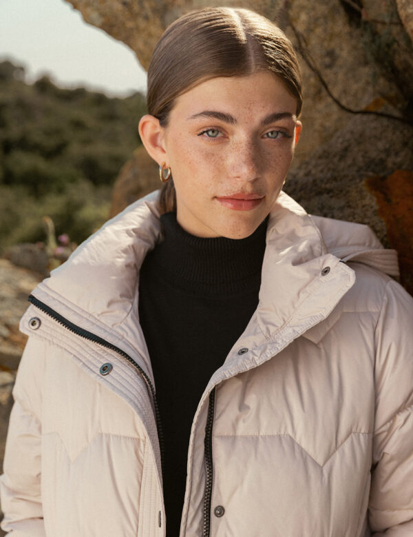 Biston fashion γυναικείο μακρύ μπουφάν με αποσπώμενη κουκούλα 50-101-031 ICE