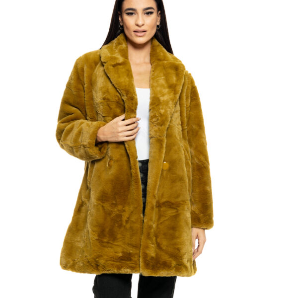 Biston fashion γυναικείο demi πανωφόρι από συνθετική γούνα 50-101-050 GINGER YELLOW