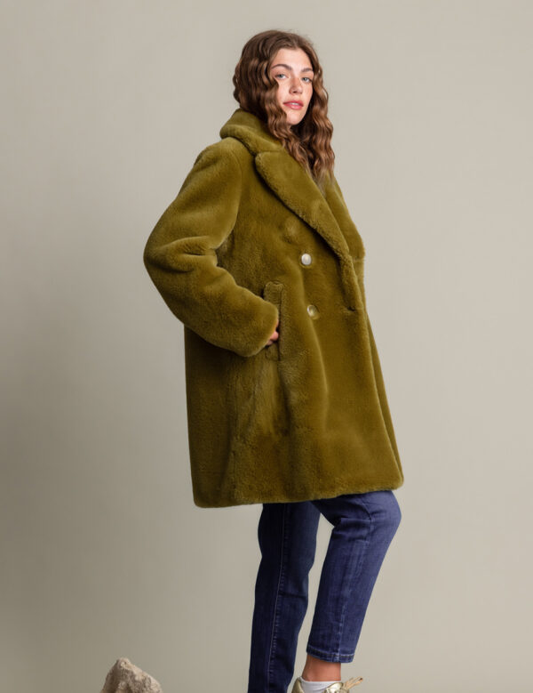 Biston fashion γυναικείο demi πανωφόρι από συνθετική γούνα 50-101-050 GINGER YELLOW