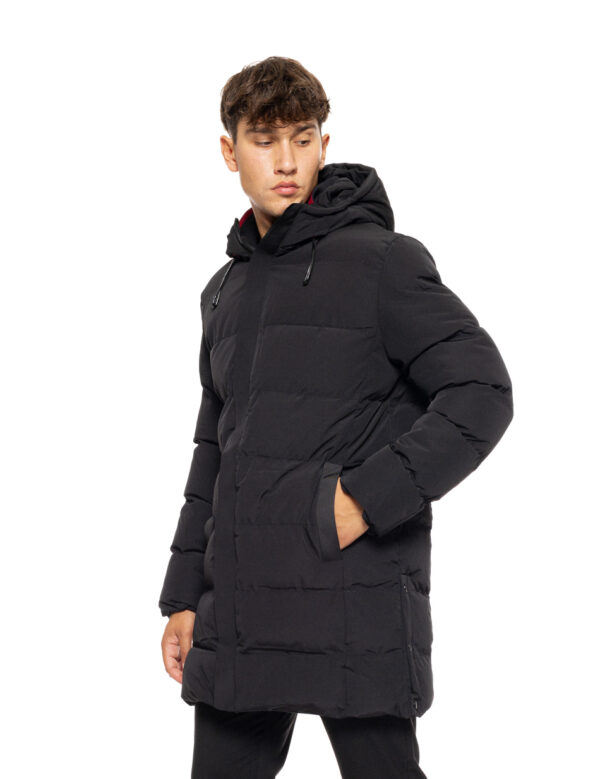 Splendid fashion ανδρικό μακρύ μπουφάν με ενσωματωμένη κουκούλα 50-201-083 BLACK