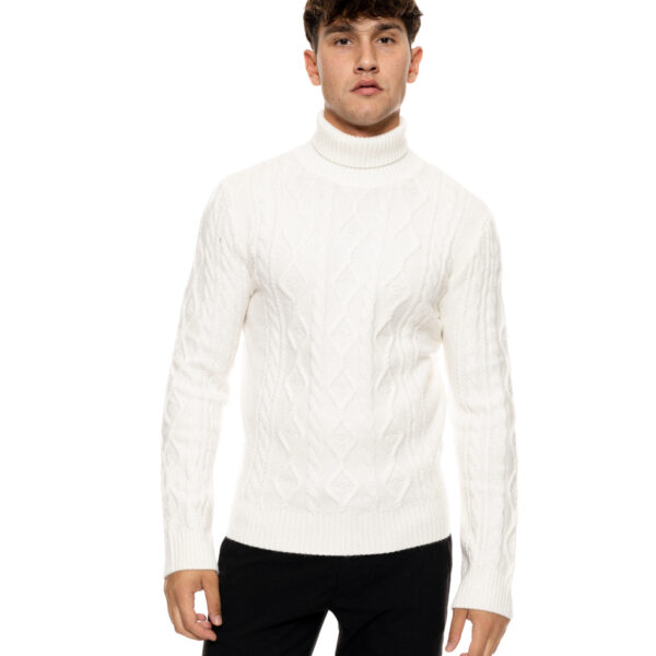 Biston fashion ανδρική πλεκτή μπλούζα με όρθιο γιακά 50-206-003 OFF WHITE