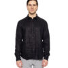 Smart fashion ανδρικό λινό πουκάμισο με γιακά 51-203-002 BLACK