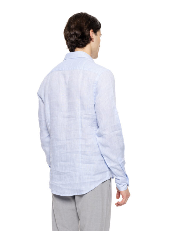 Smart fashion ανδρικό λινό πουκάμισο με γιακά 51-203-002 SKY BLUE
