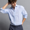 Smart fashion ανδρικό λινό πουκάμισο με γιακά 51-203-002 SKY BLUE